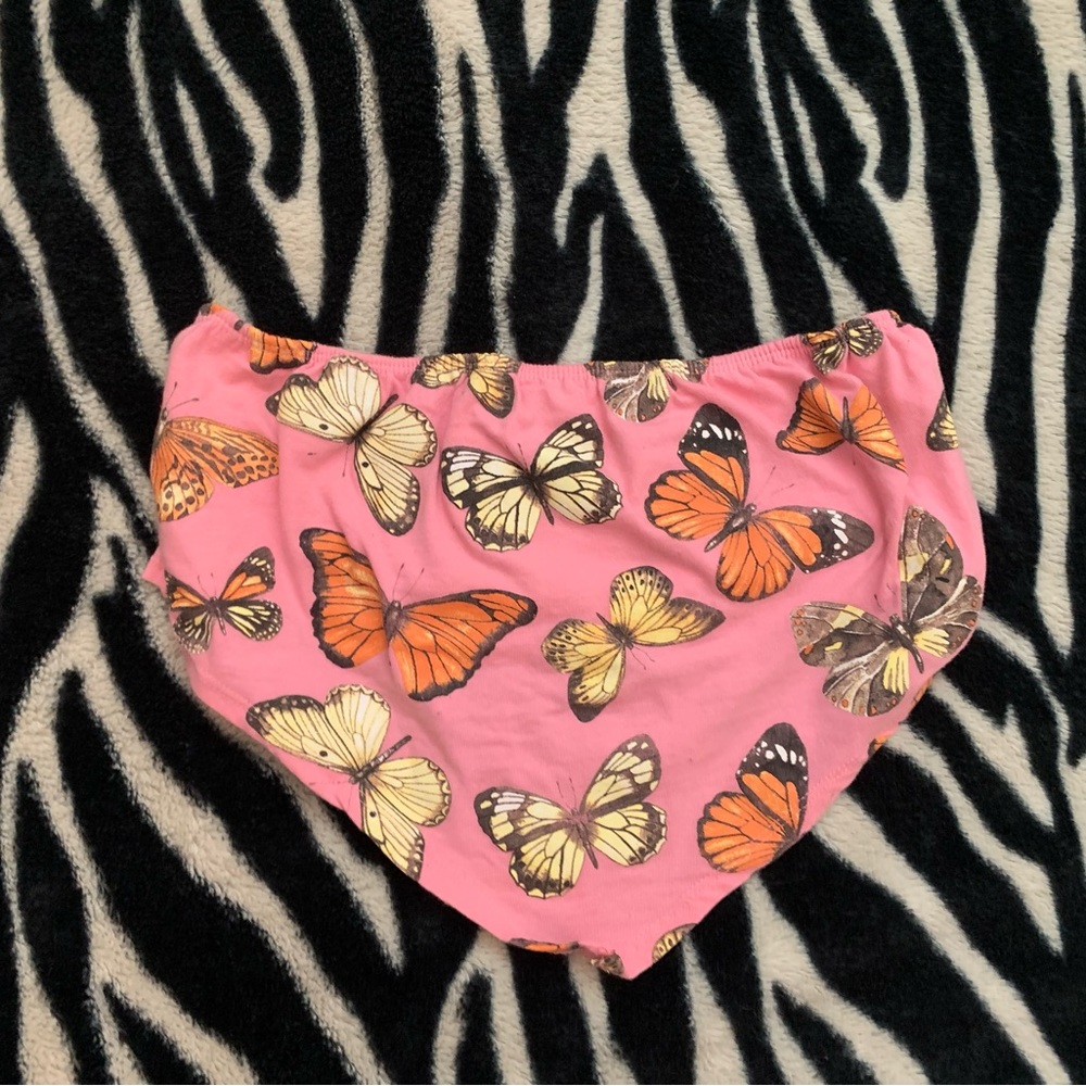 pink tube top with butterfly print